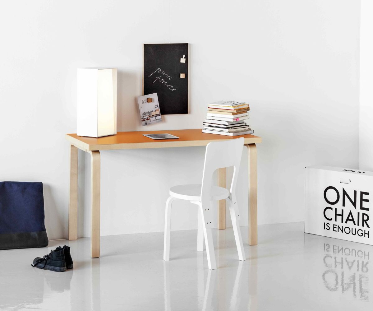 Aalto table rectangular 80A orange laminate chair 66_2