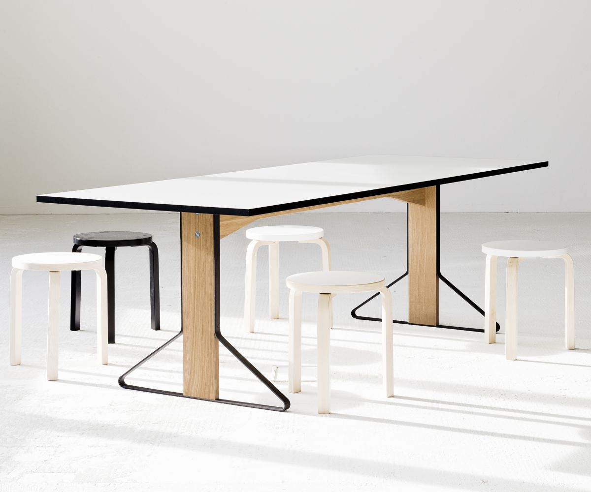 Kaari Table rectangular REB001 natural oak white HPL