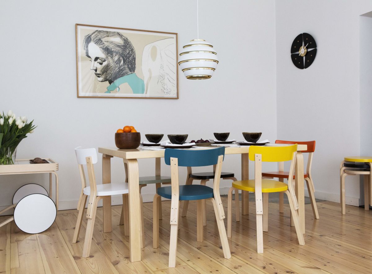 Aalto Table rectanqular 82B Chair 69 Tea Trolley 900 Pendant Light A331