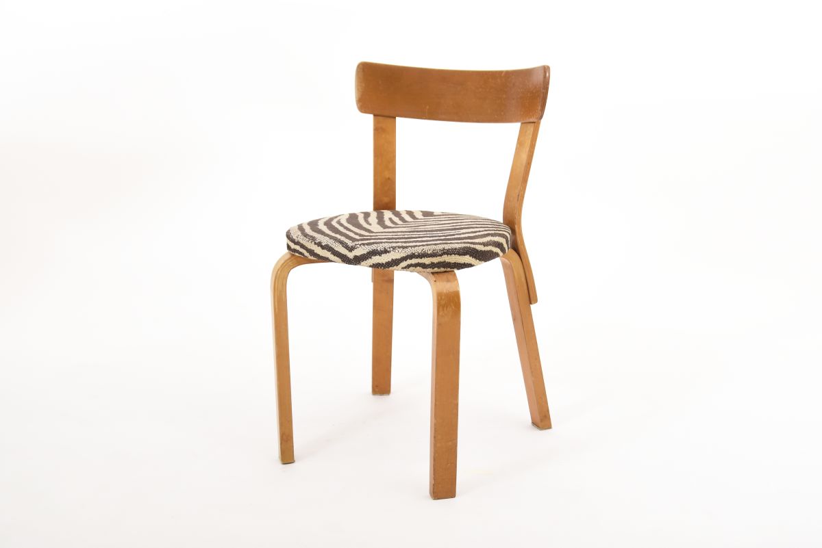 Aalto Alvar Chair 69 Original zebra fabric