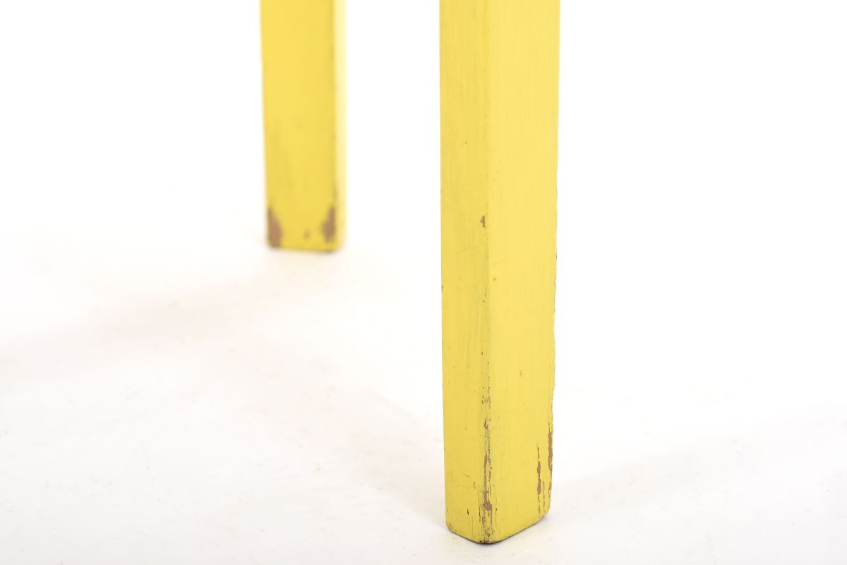 Aalto Alvar stool 60 painted yellow 1940s 06