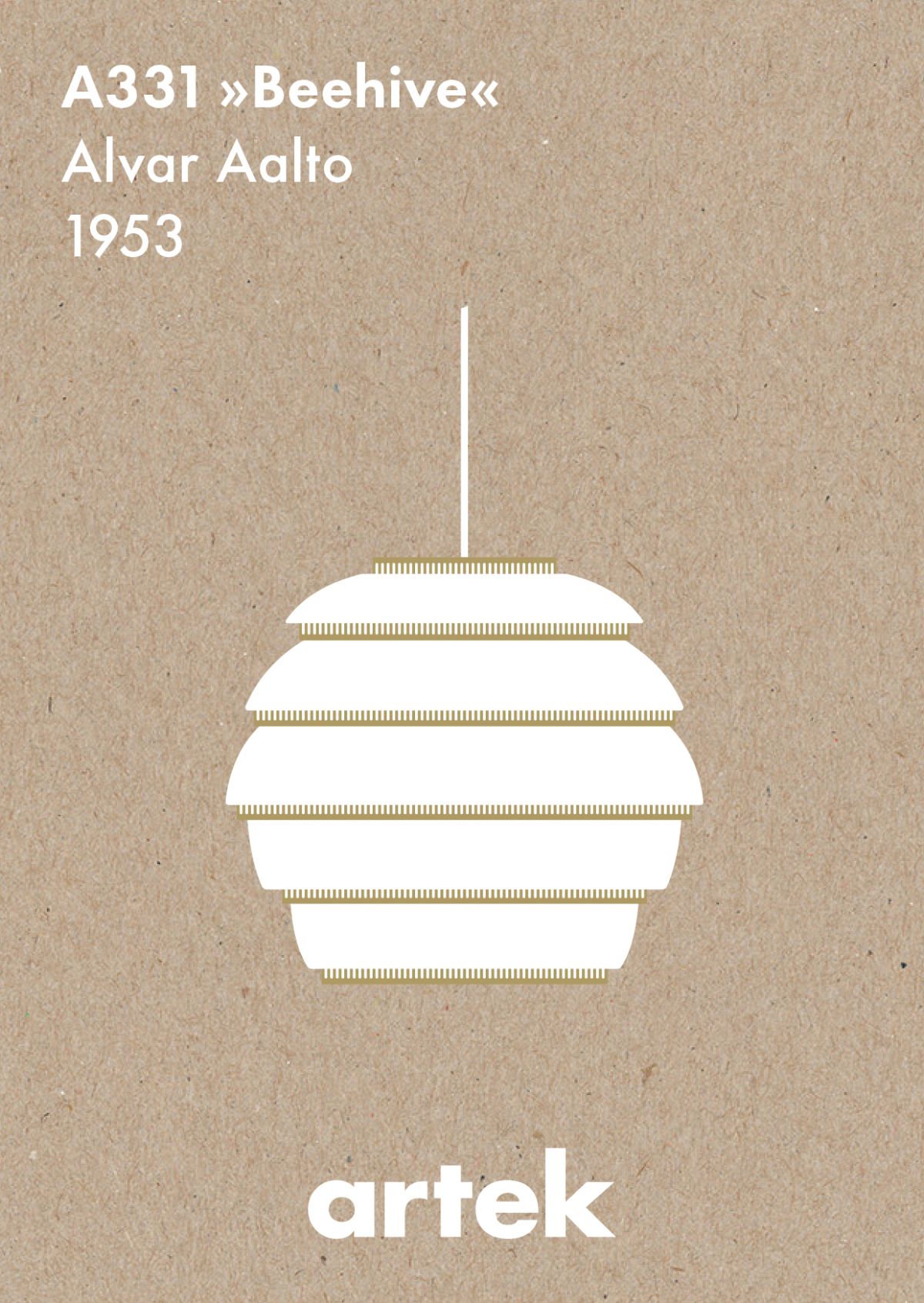 Artek Icons, Greige Pendant Light A331 "Beehive"