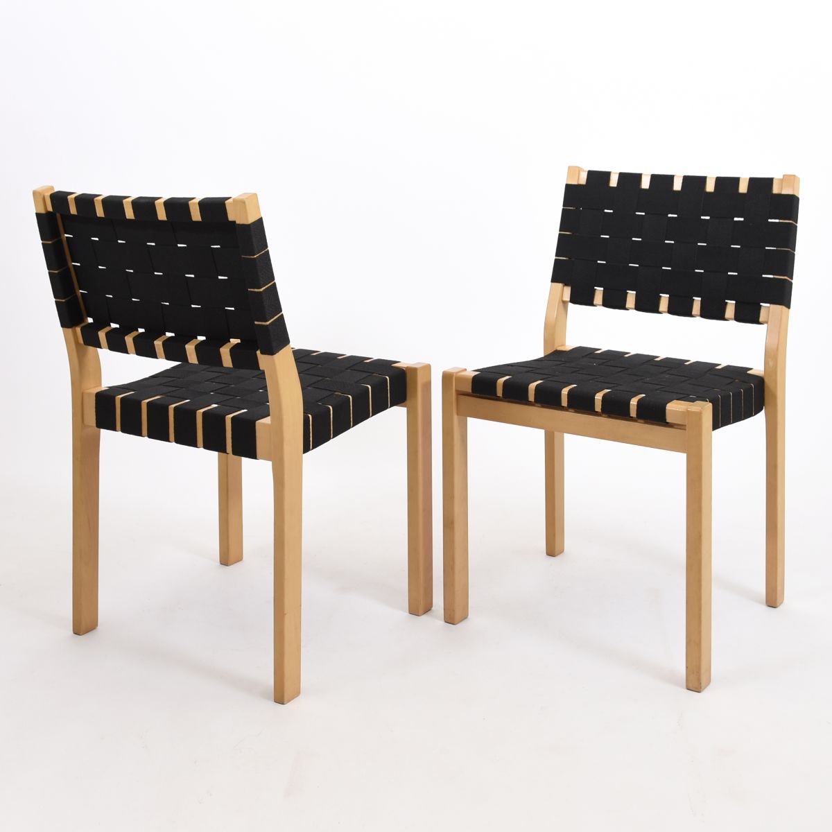 Aalto Alvar Chair 611 birch black webbing