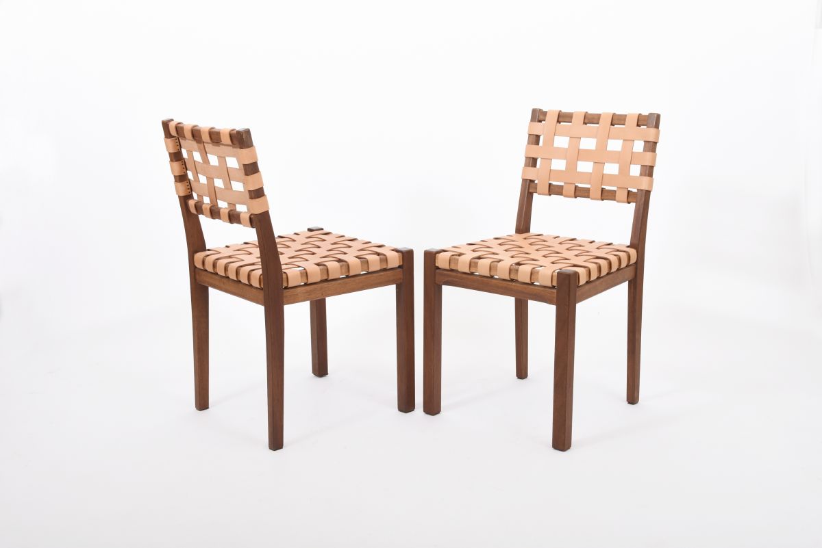 Aalto Aino Leather belt side chair set