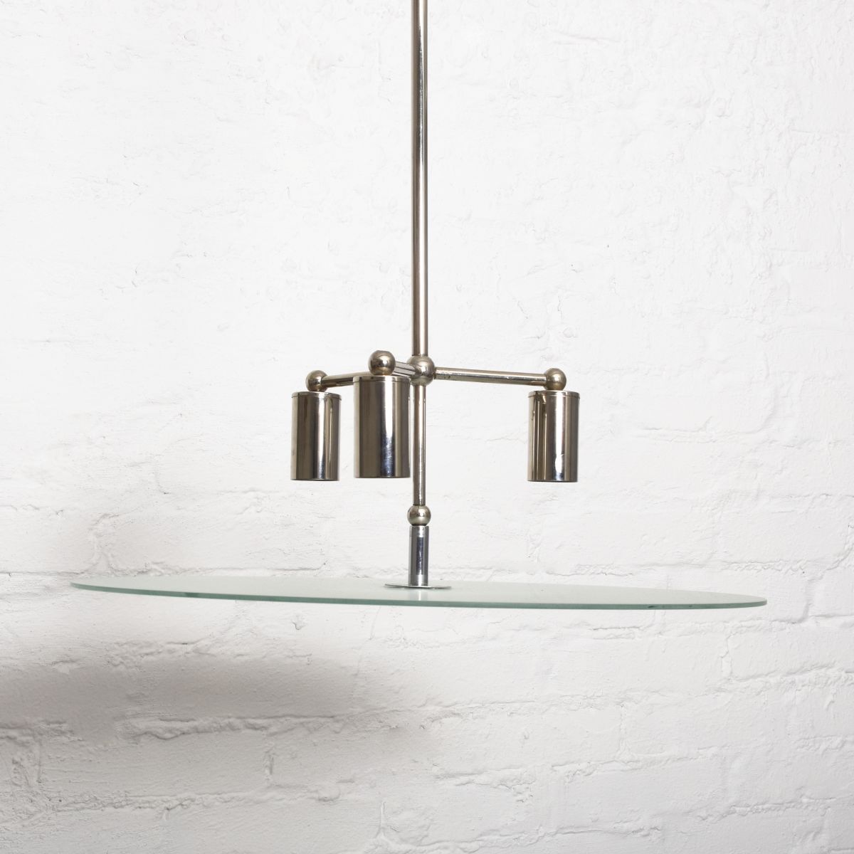 Glass Metal 1930s Pendant Lamp