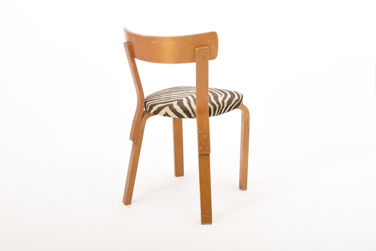 Aalto Alvar Chair 69 Original zebra fabric back