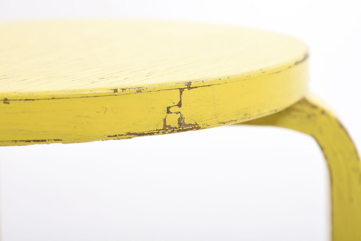 Aalto Alvar stool 60 painted yellow 1940s 03
