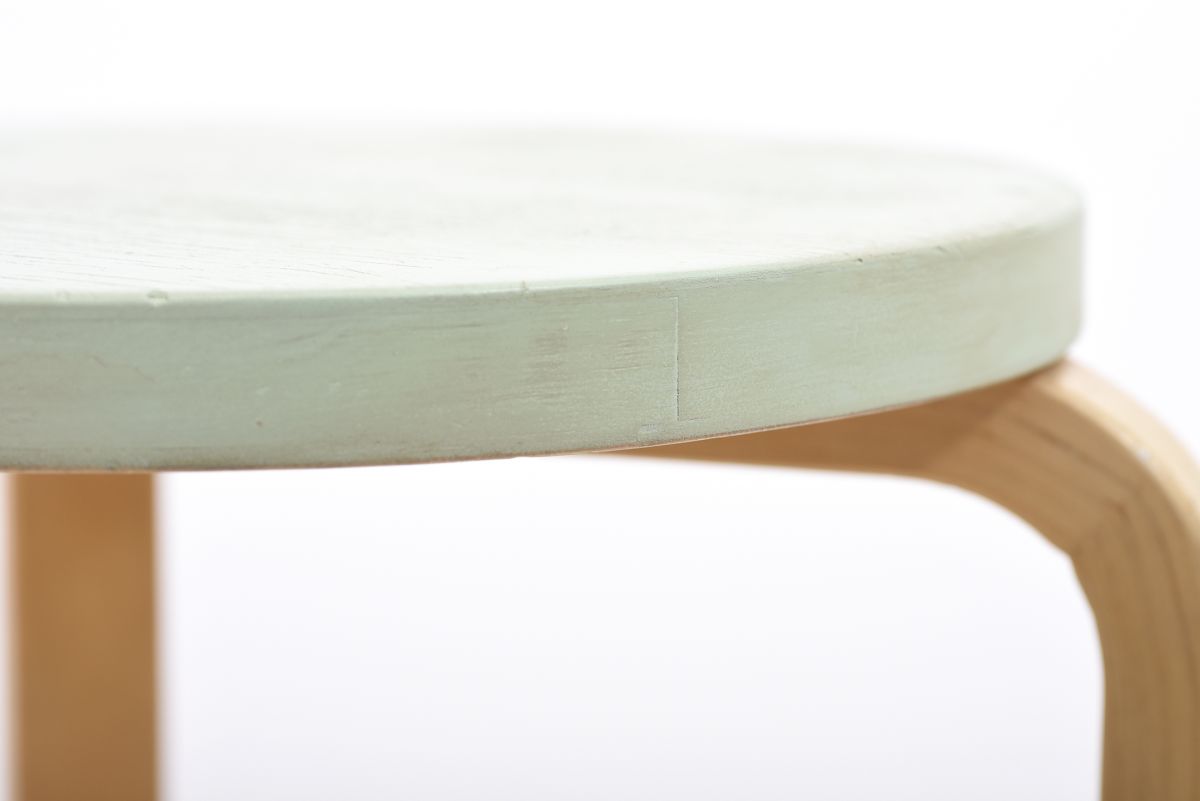 Aalto Alvar stool 60 painted pastelle green 1960s 02