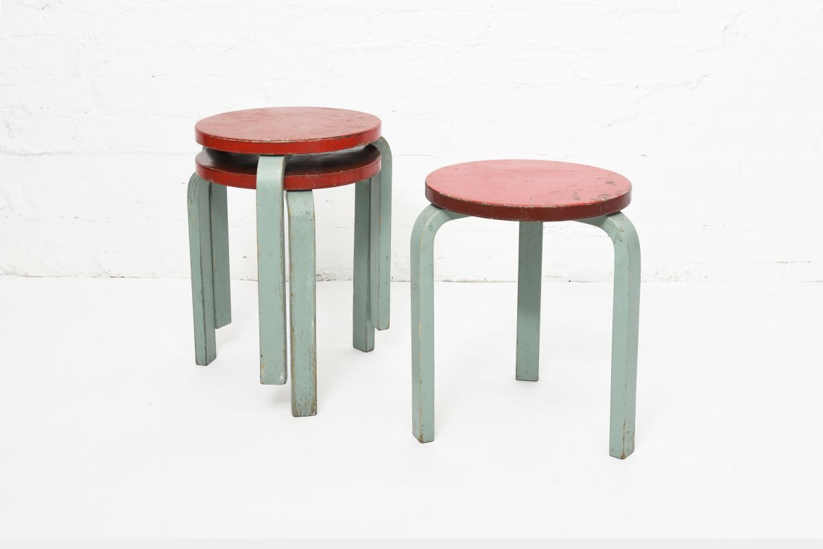 Aalto Alvar Stool 60 red x green set