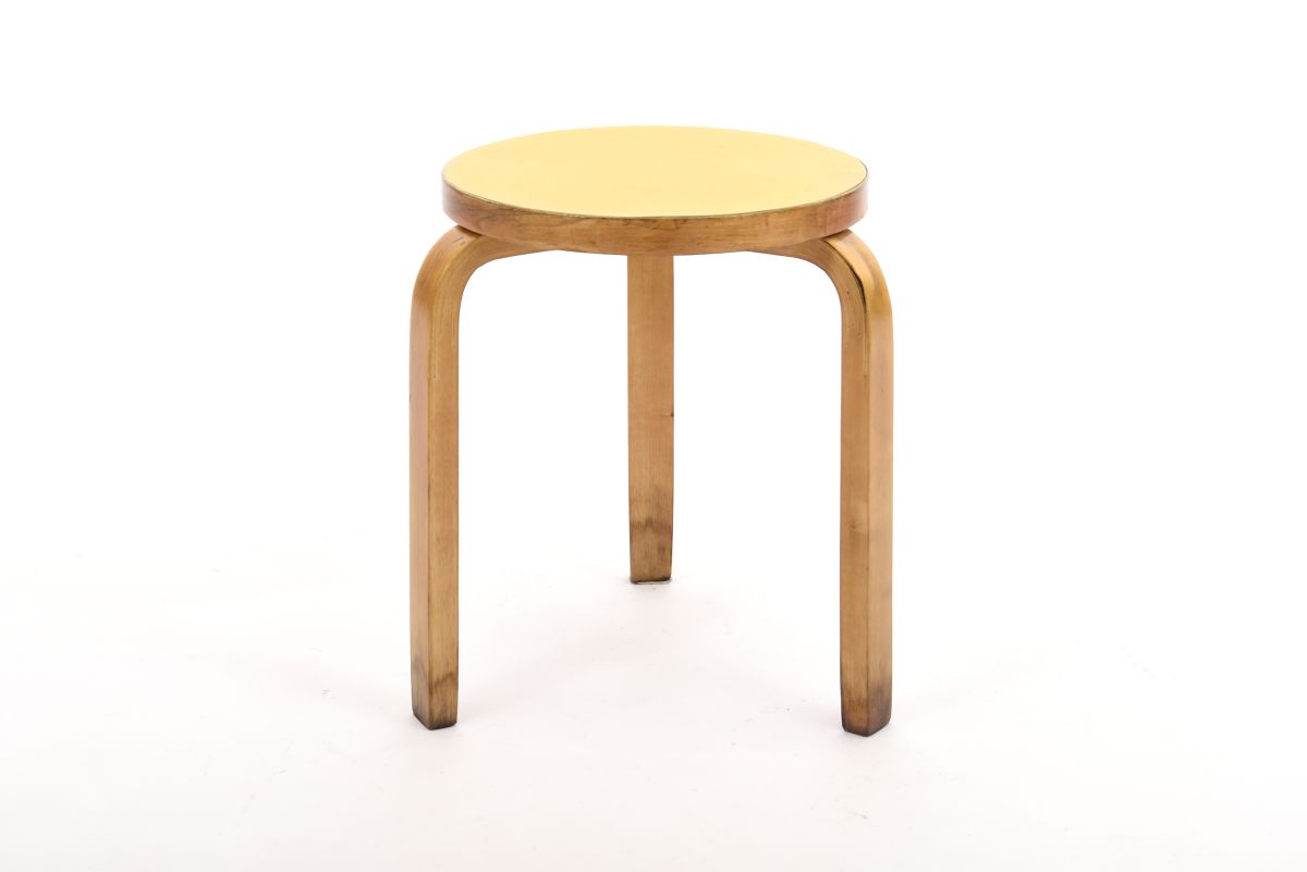 Aalto Alvar stool 60 yellow linoleum