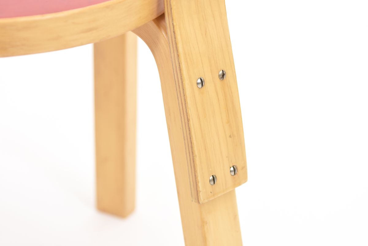 Aalto Alvar Chair N65 red lino set 06