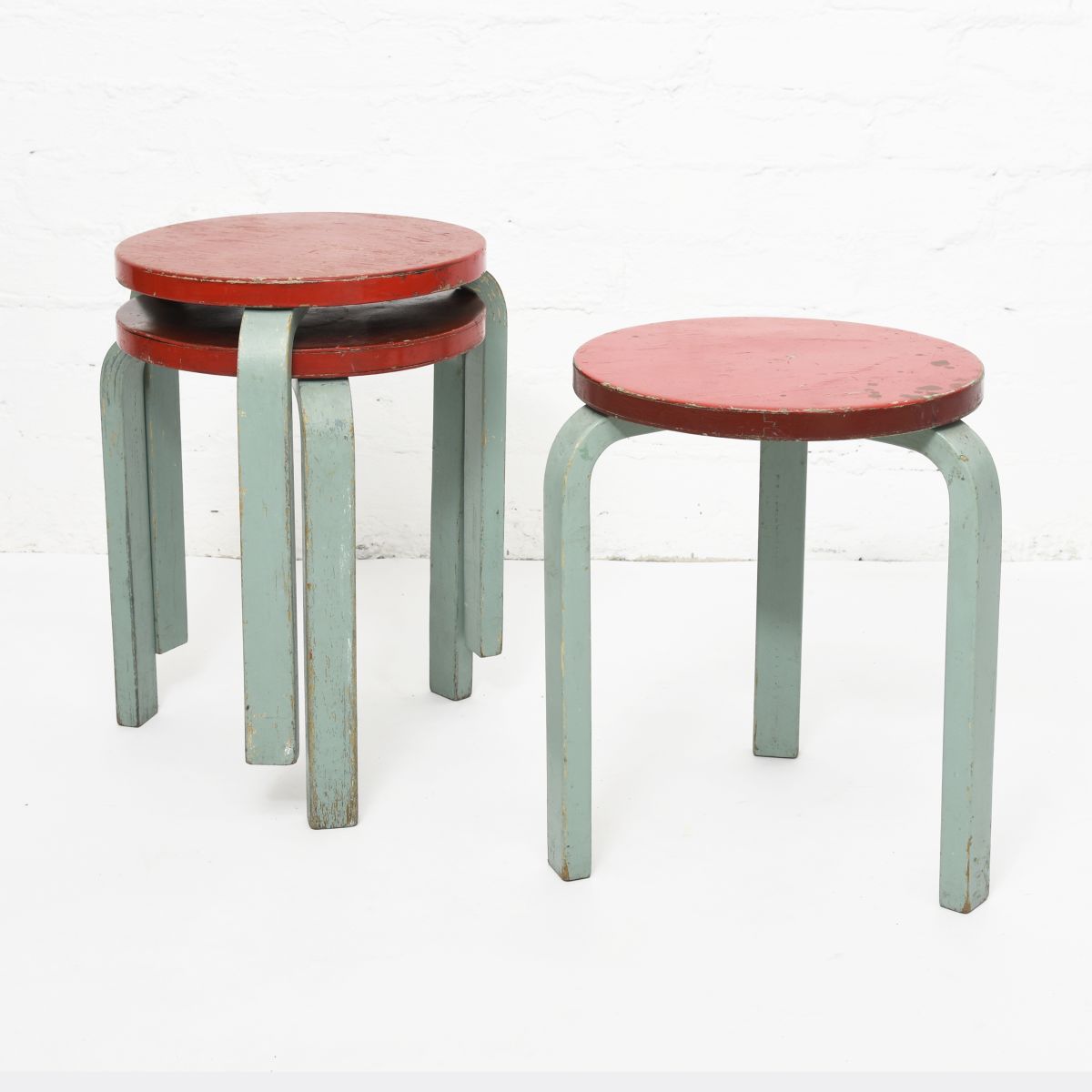 Aalto Alvar Stool 60 red x green set