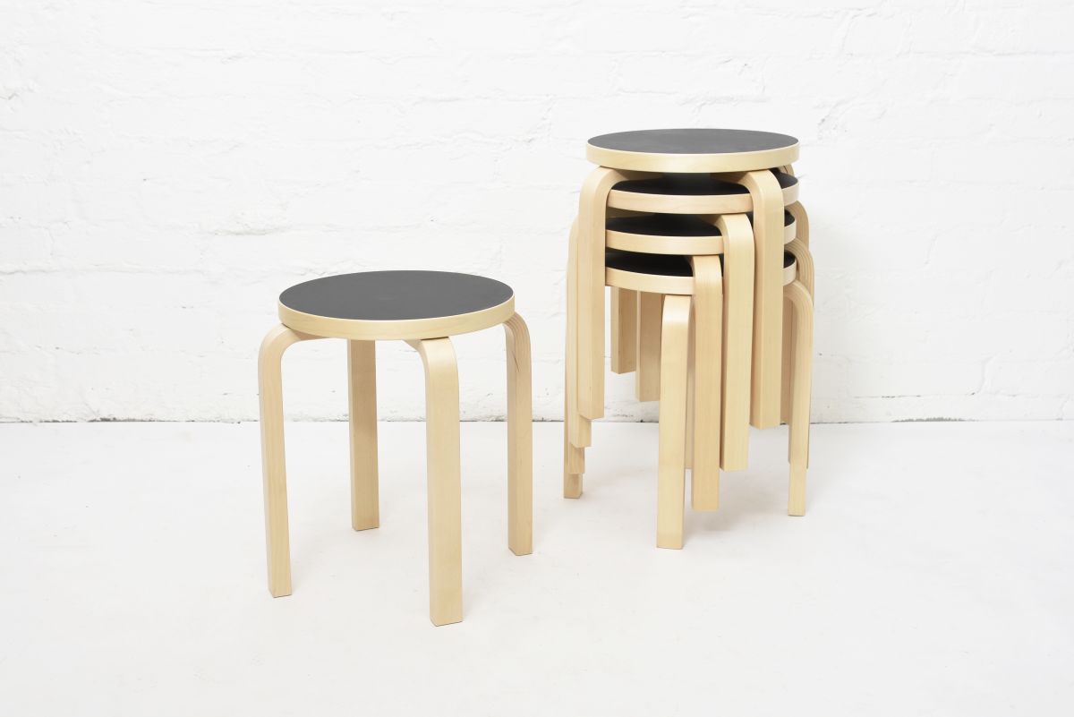 Aalto Alvar Stool E60 black lino 4