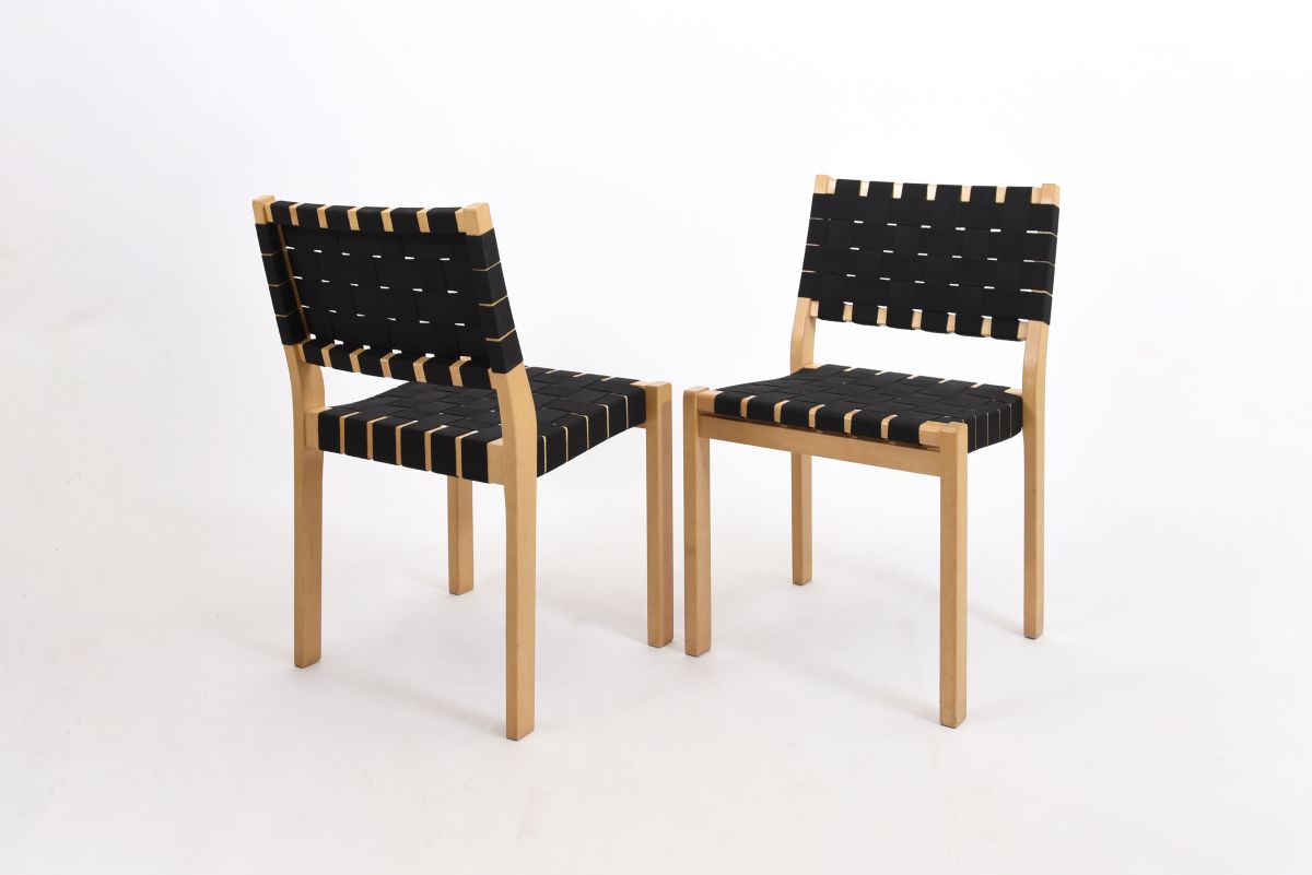 Aalto Alvar Chair 611 birch black webbing