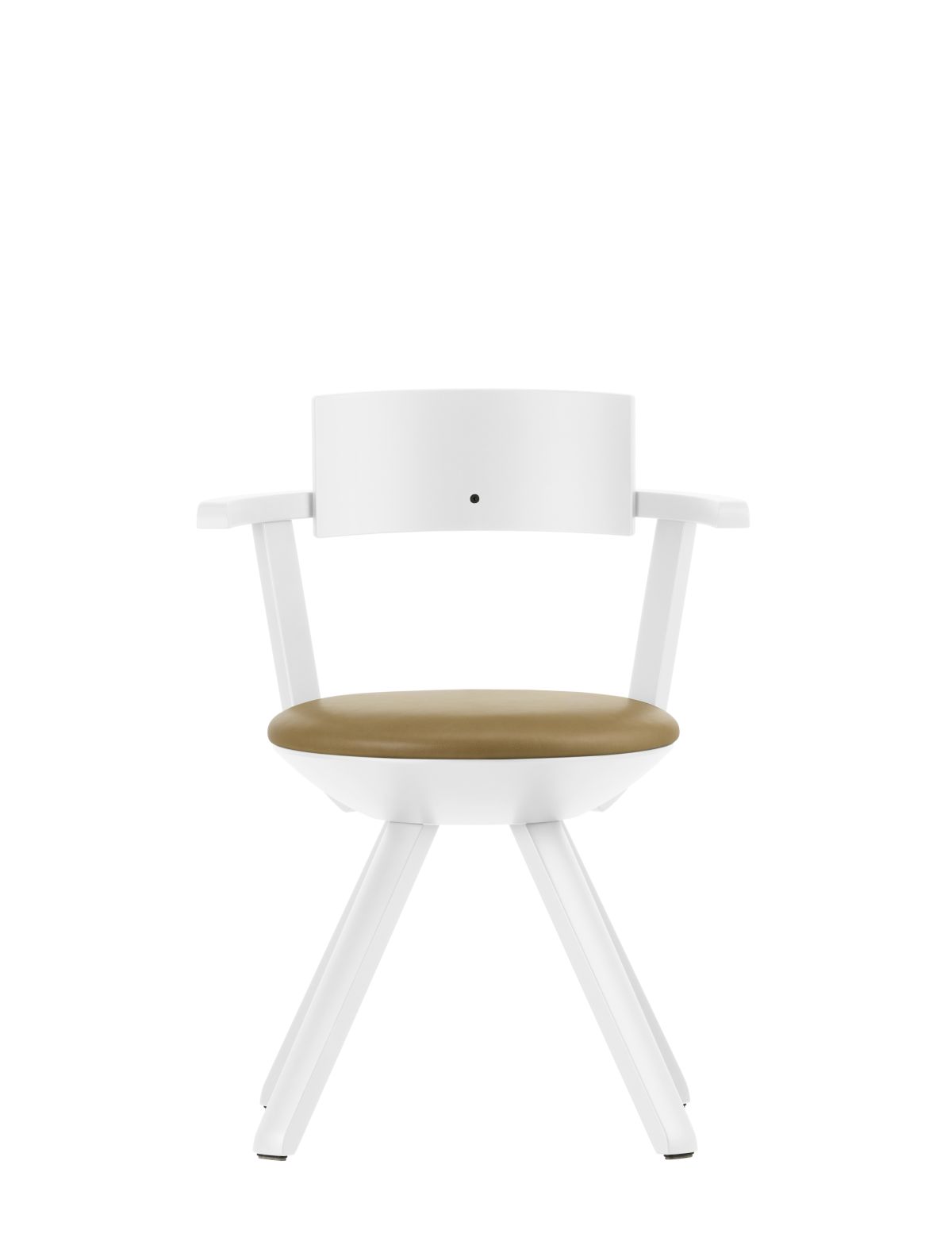 Rival Chair KG002 white lacquer caramel leather upholstery