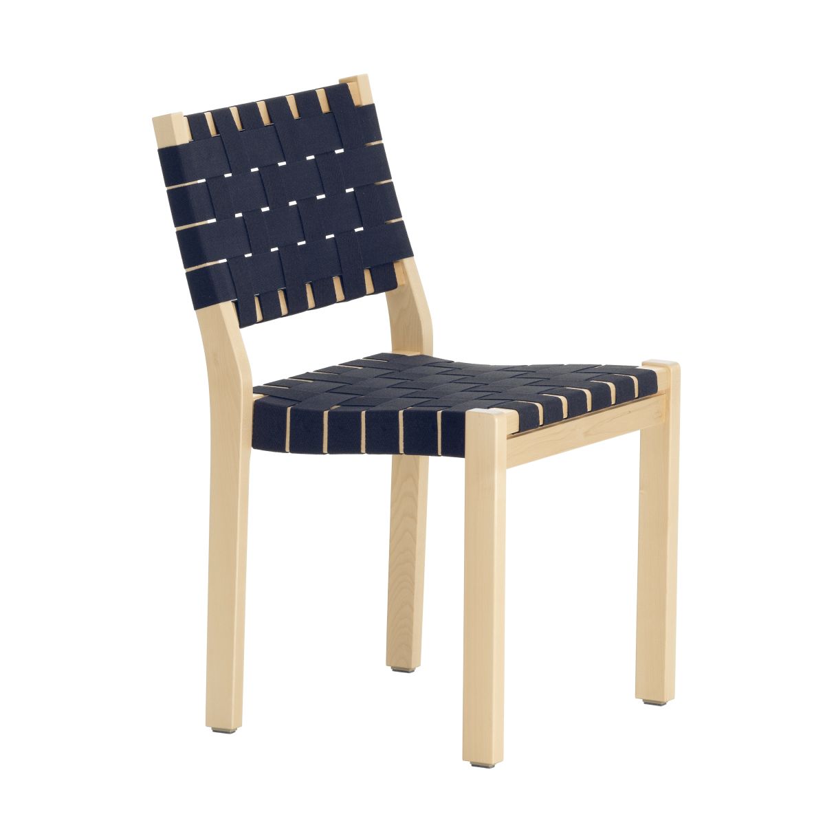 Chair 611 Clear Lacquered Birch Black Blue New Webbing F 2436651