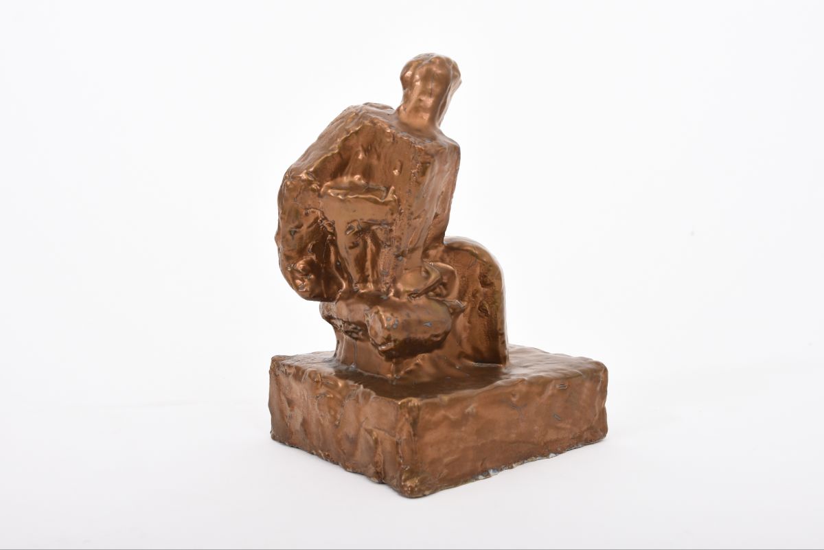 Aaltonen Wäino Cubist glazed stoneware sculpture back