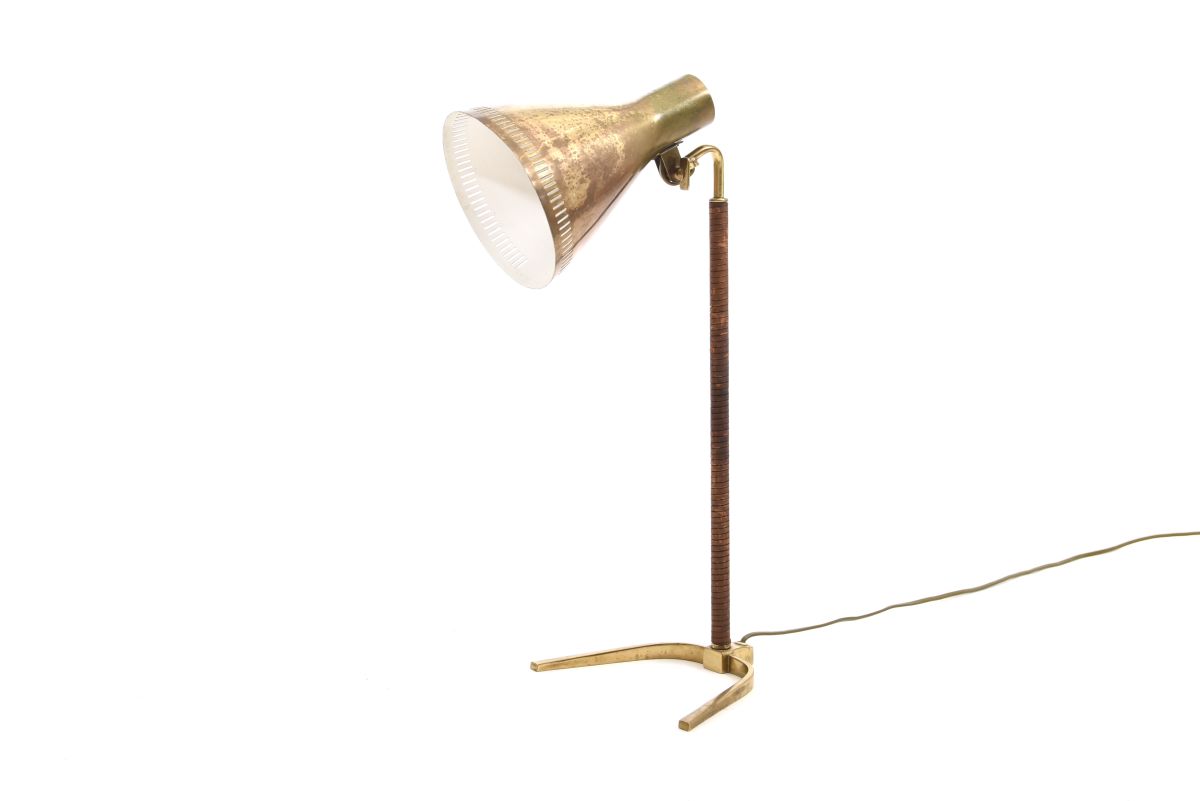 Tynell Paavo brass leather table lamp