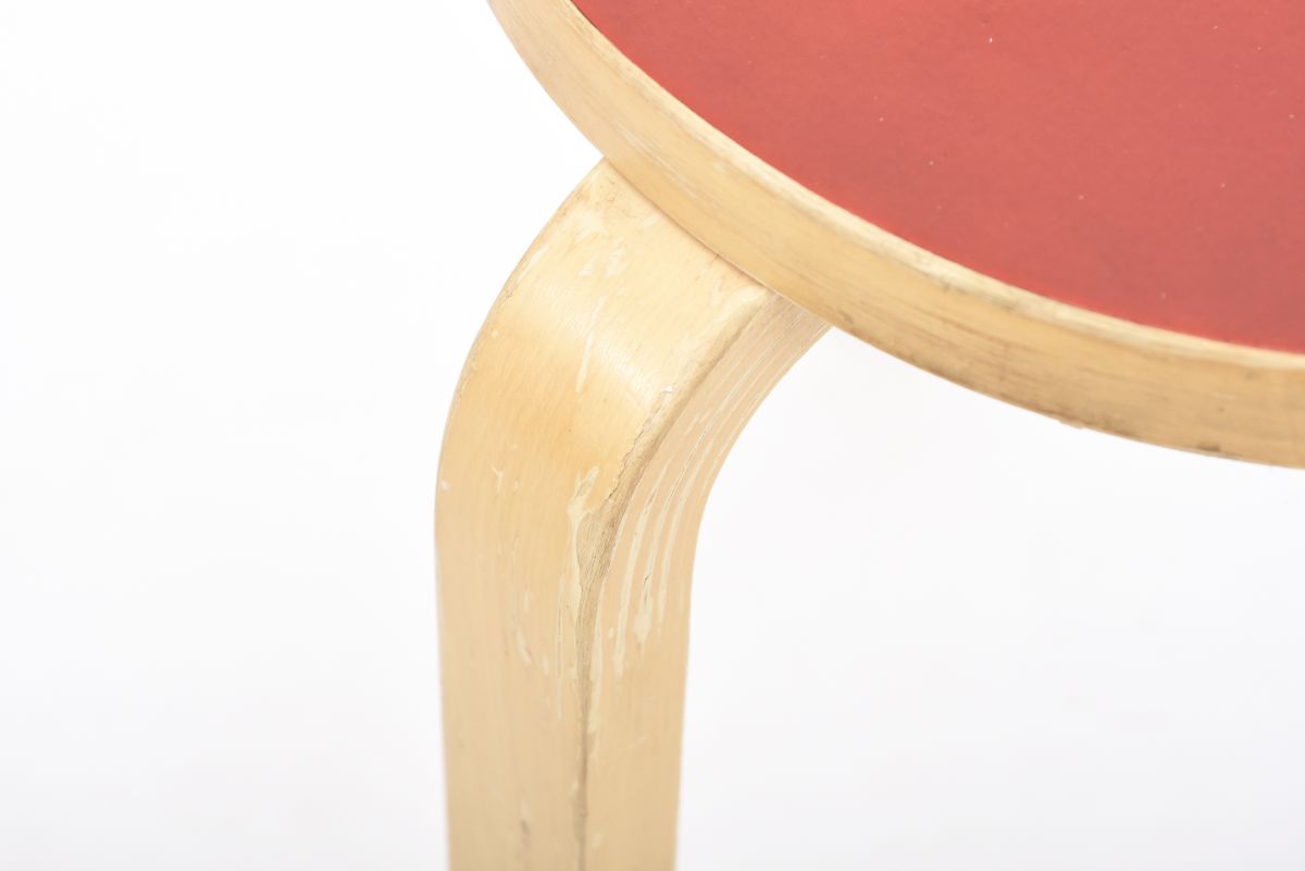 Aalto Alvar stool 60 red linoleum birch 03