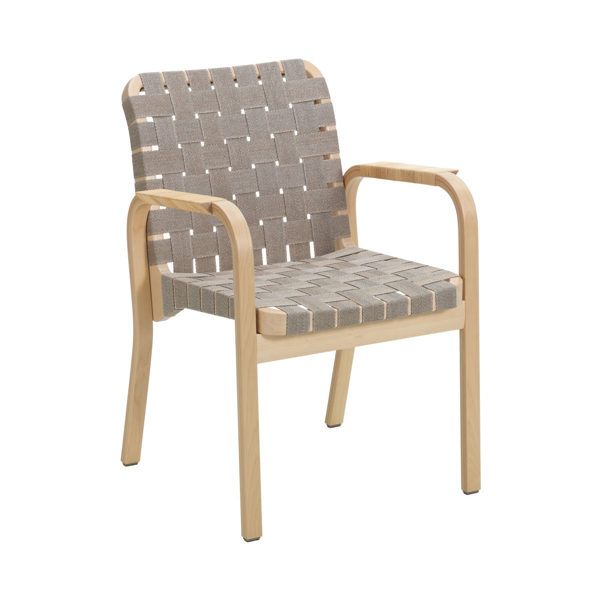 Armchair 45 clear lacquered linen webbing natural black rattan armrests cut out 8937049