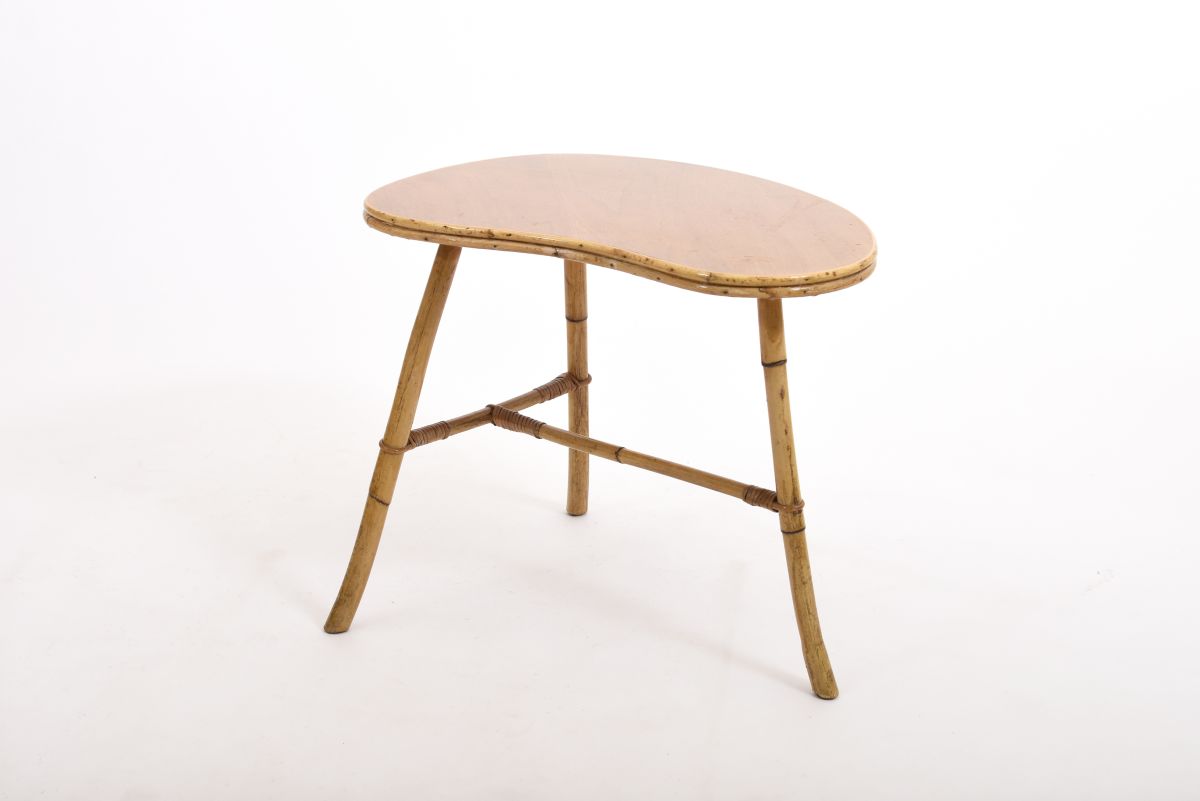 Anonymous wood and rattan side table