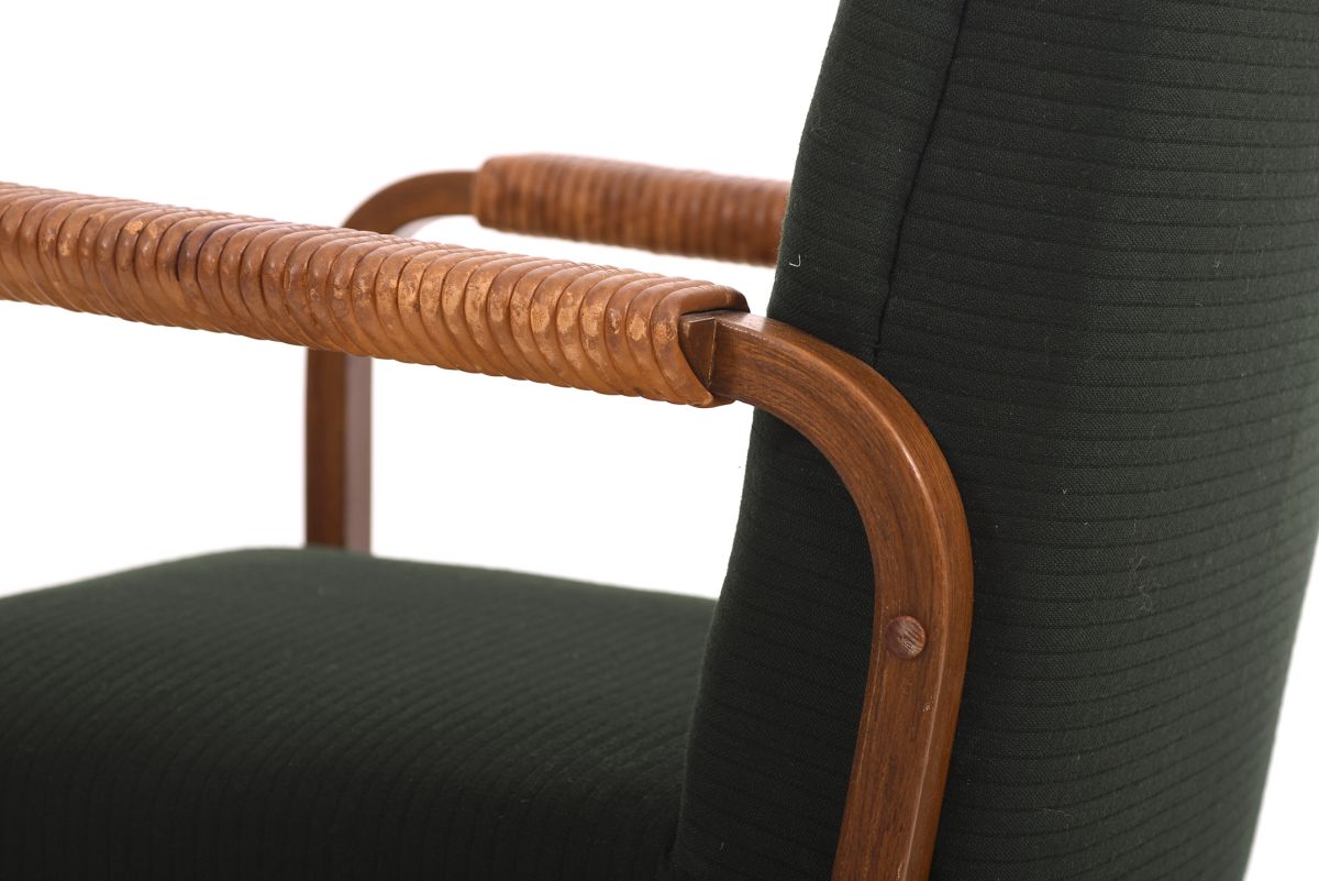 Aalto Alvar Chair 47 with Aino frorest green stripe 07