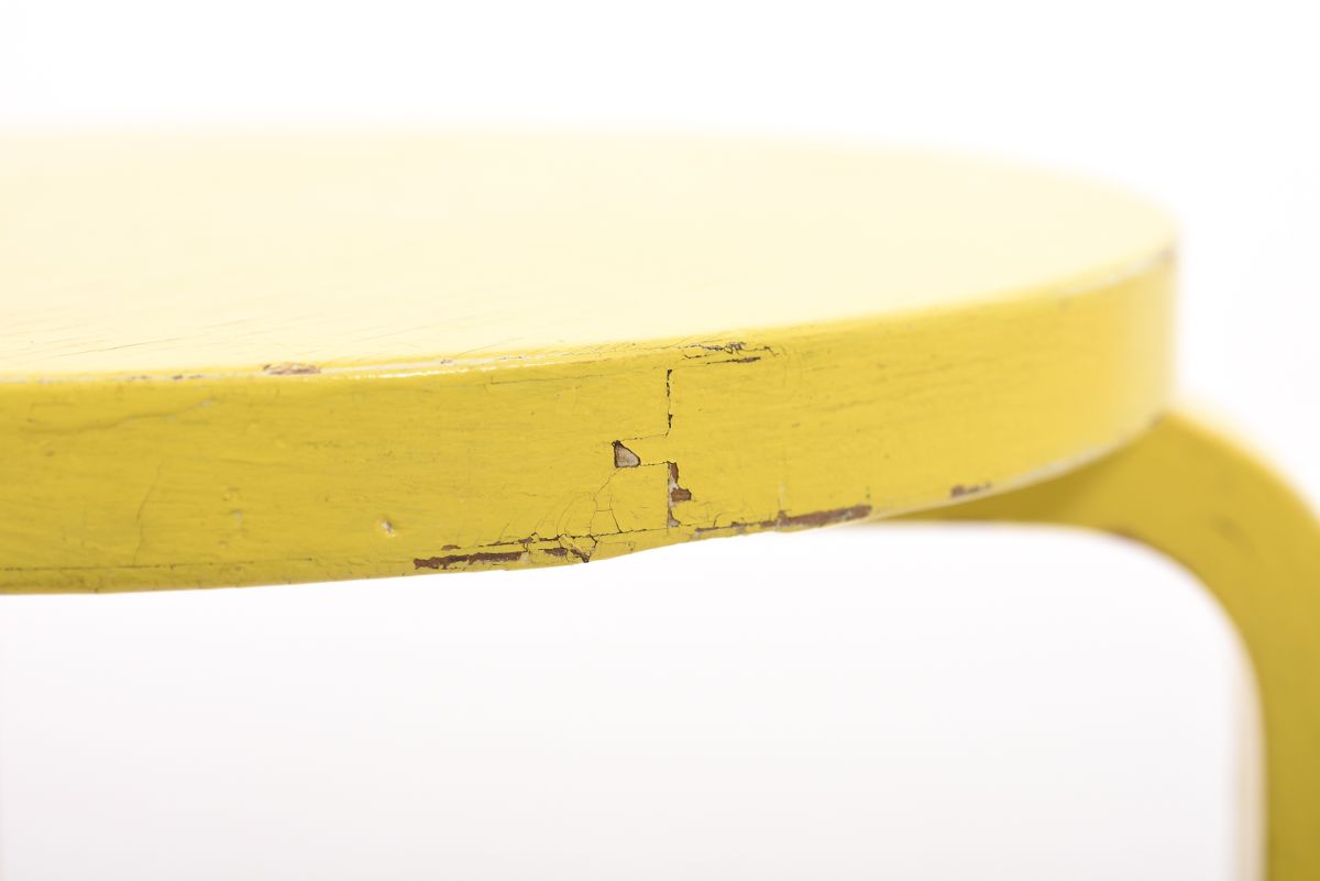 Aalto Alvar stool 60 painted yellow circa 1940 02