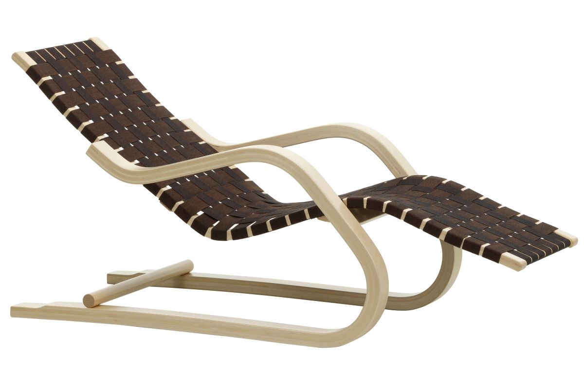 Lounge Chair 43 natural, black/brown webbing_F