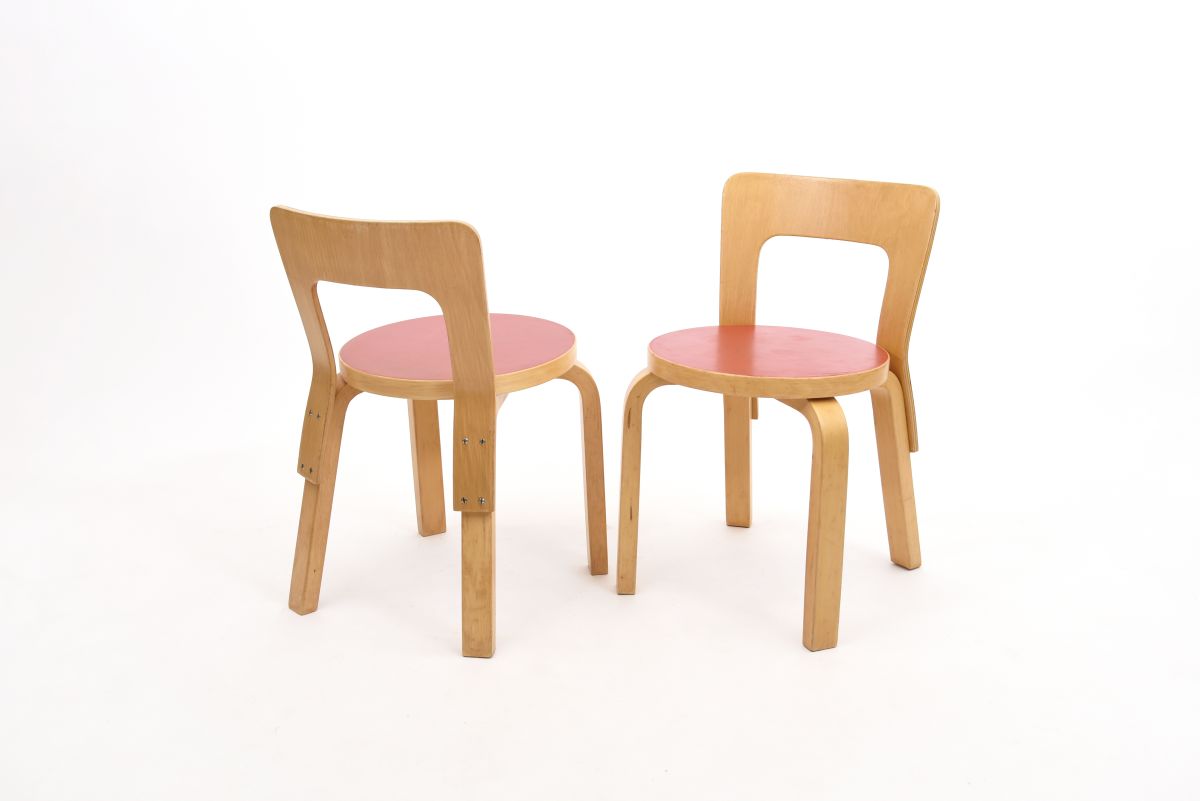 Aalto Alvar Chair N65 red lino set