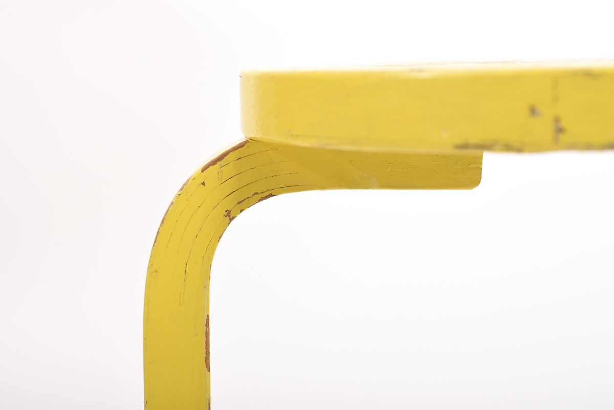 Aalto Alvar stool 60 painted yellow circa 1940 04