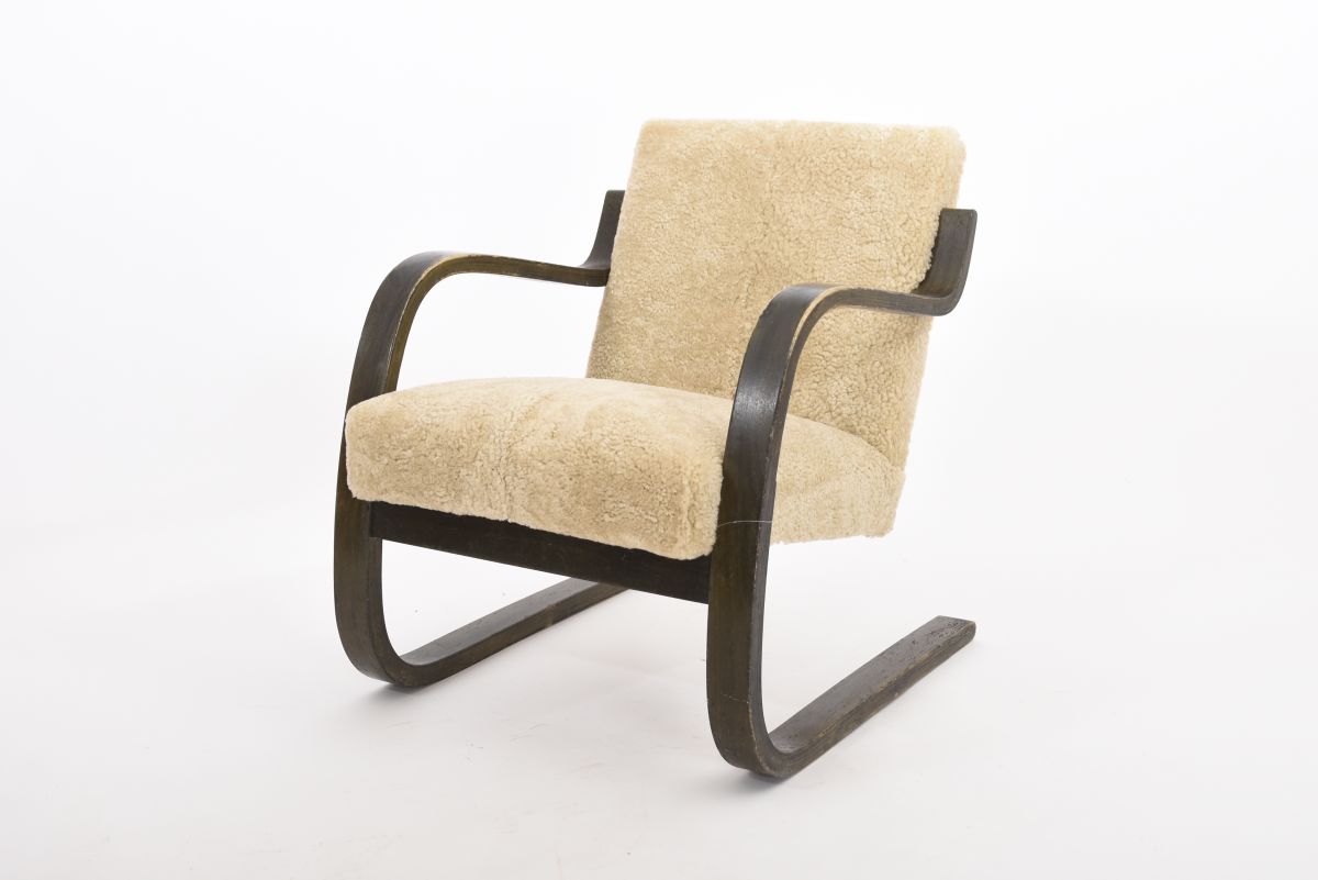 Aalto Alvar Armchair 402 browun x sheepskin