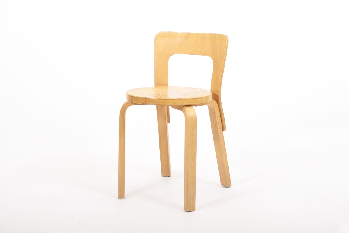 Aalto Alvar chair 65 curly birch seat