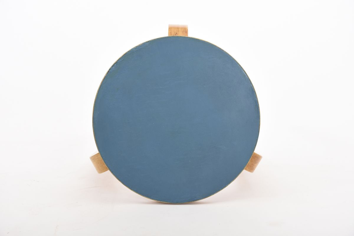 Aalto Alvar stool 60 blue linoleum top