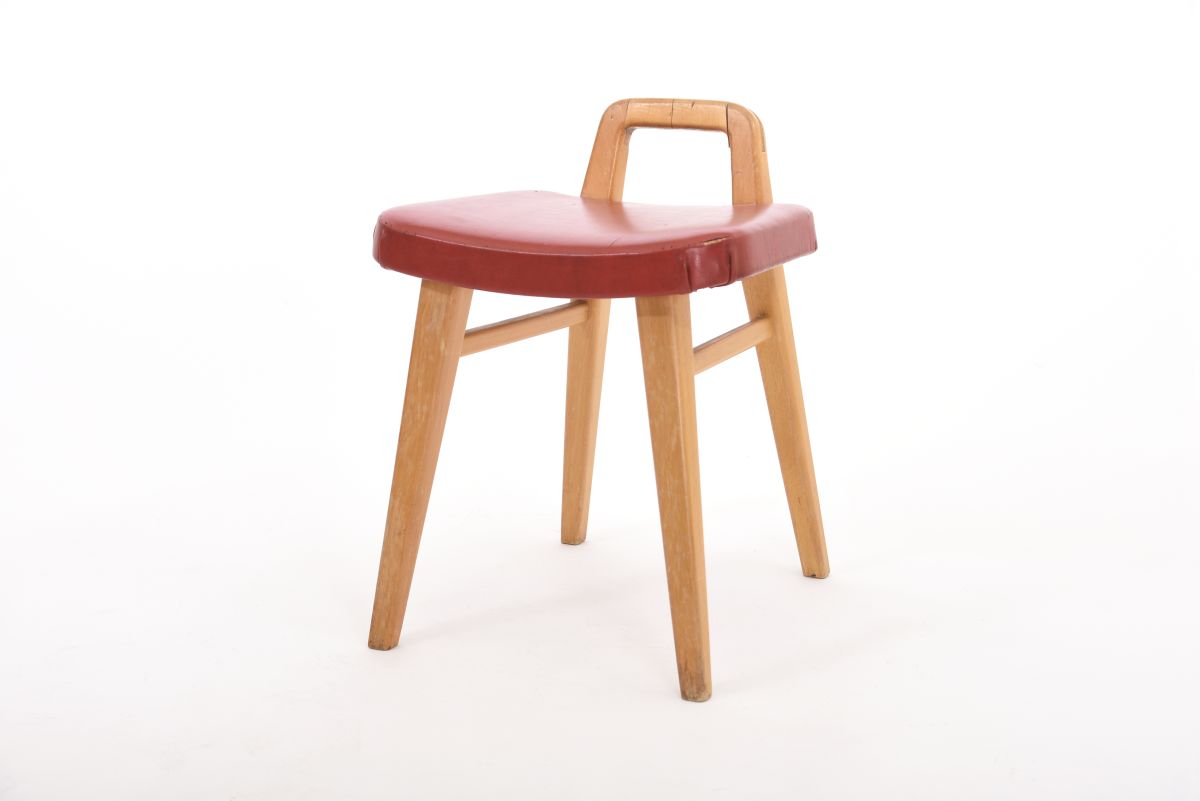 Anonymous red vinyl stool