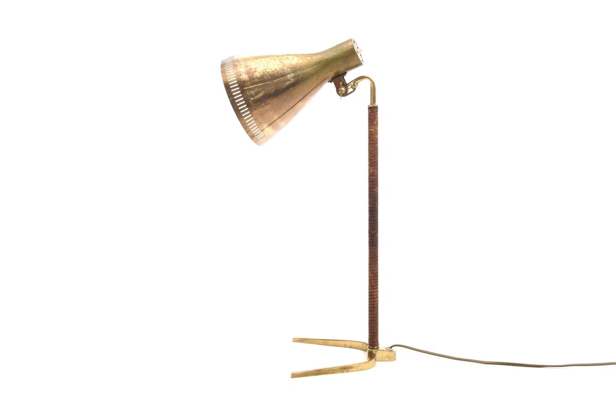 Tynell Paavo brass leather table lamp side