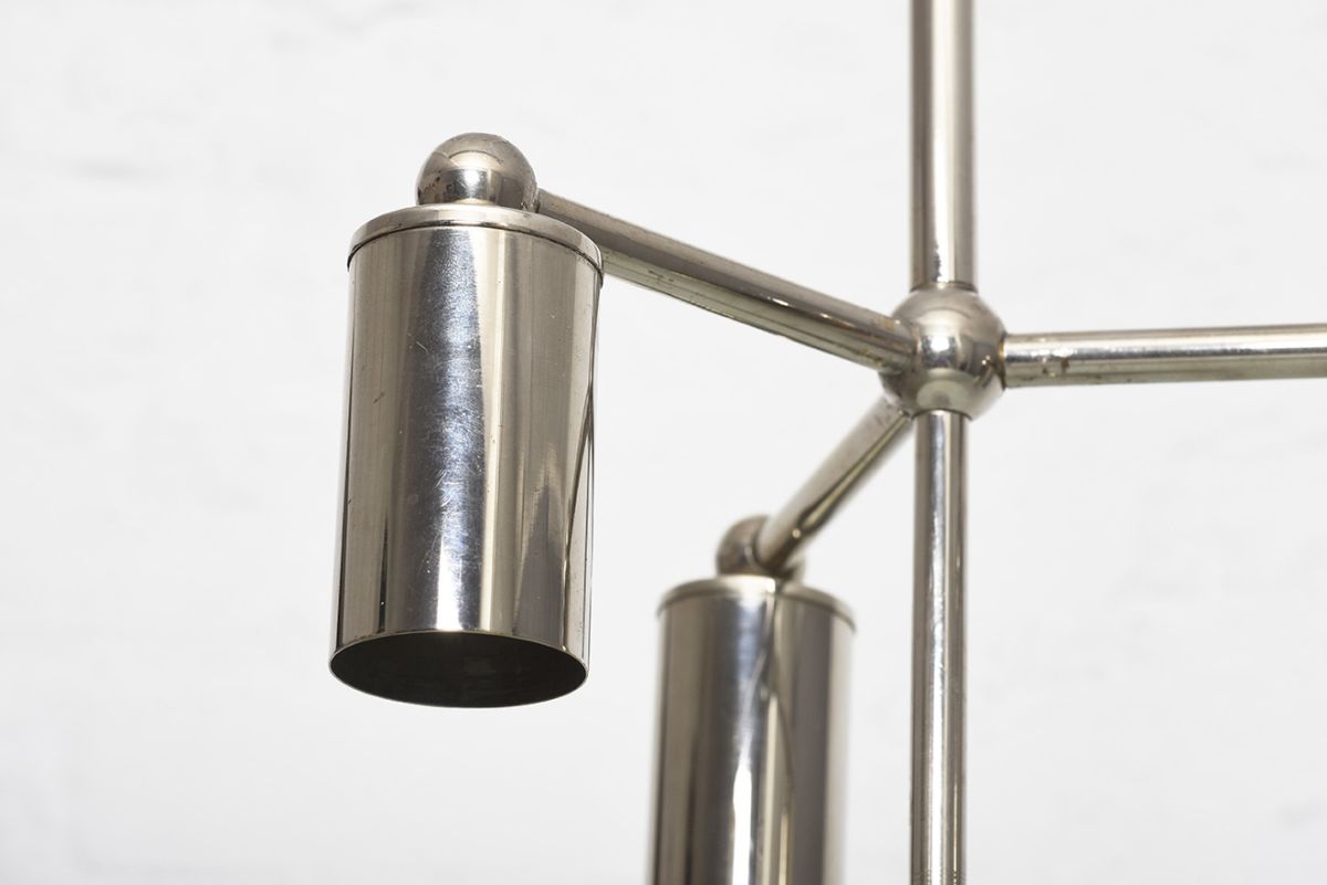 Glass Metal 1930s Pendant Lamp details3