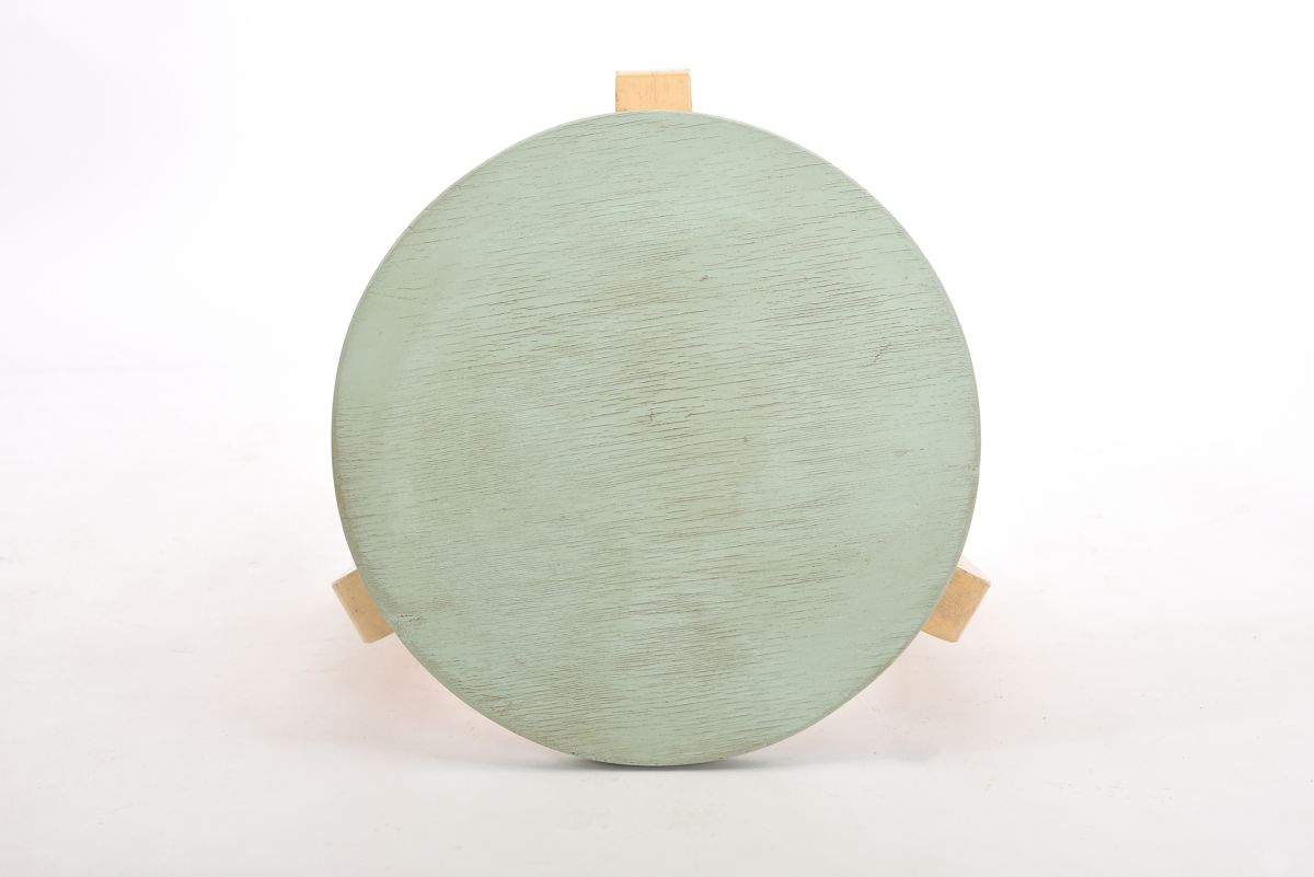 Aalto Alvar stool 60 painted pastelle green 1960s top