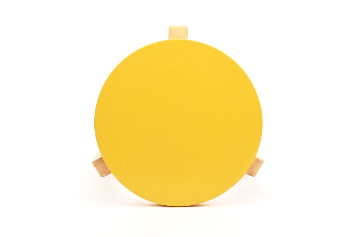 Aalto Alvar Stool 60 Yellow white paint 1960s top