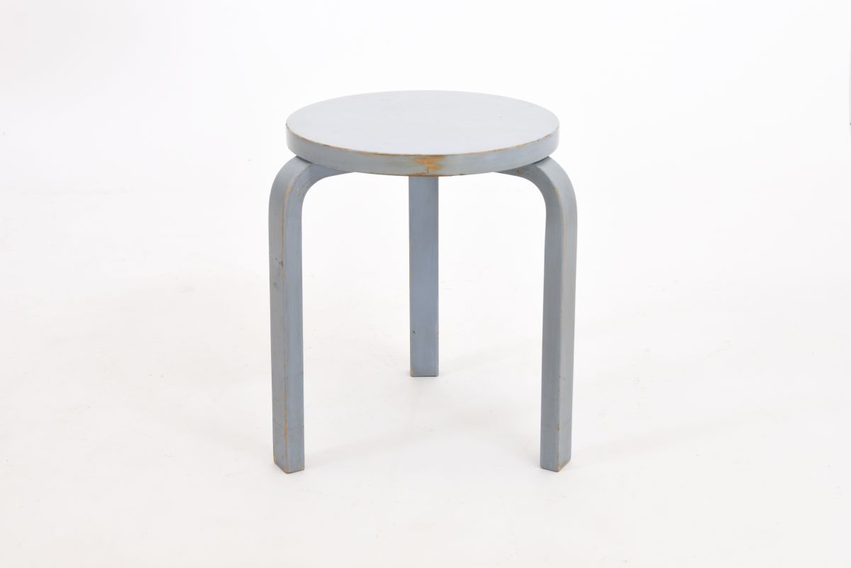 Aalto Alvar stool 60 painted baby blue 1950s