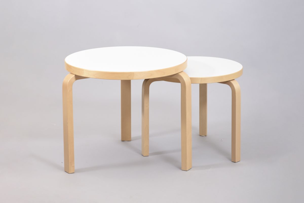 Aalto Alvar table 90d white laminate 2011 pair