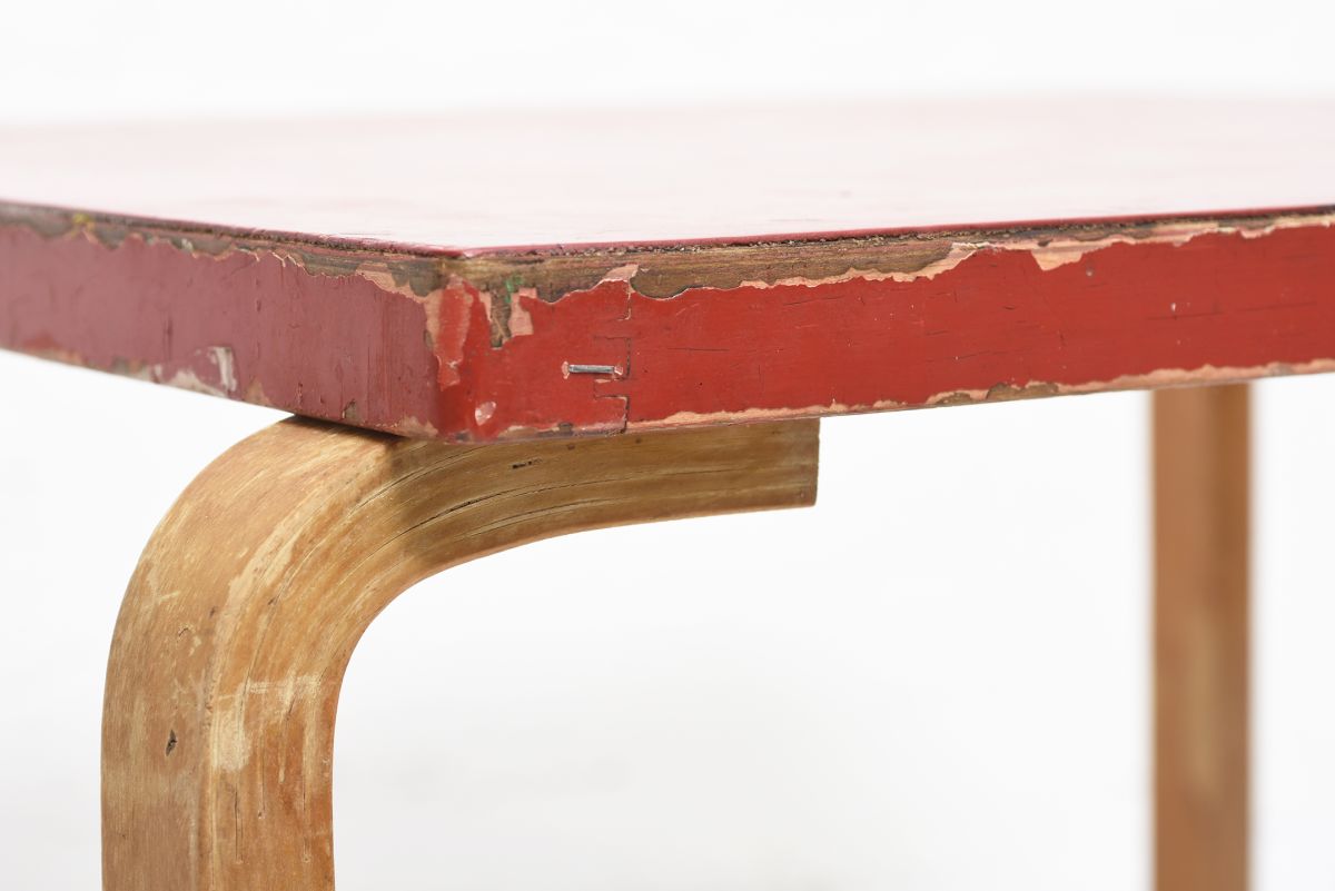 Aalto Alvar Coffee table Red lino 1950 02