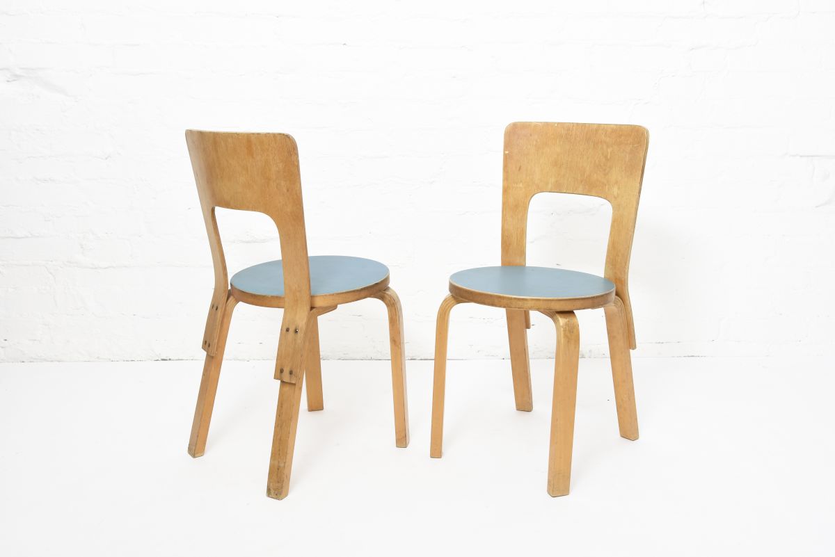 Aalto Alvar Chair 66 blue seat