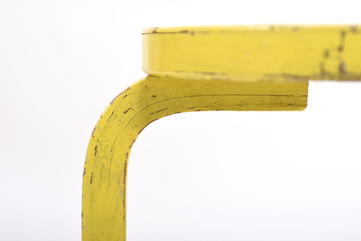 Aalto Alvar stool 60 painted yellow 1940s 05
