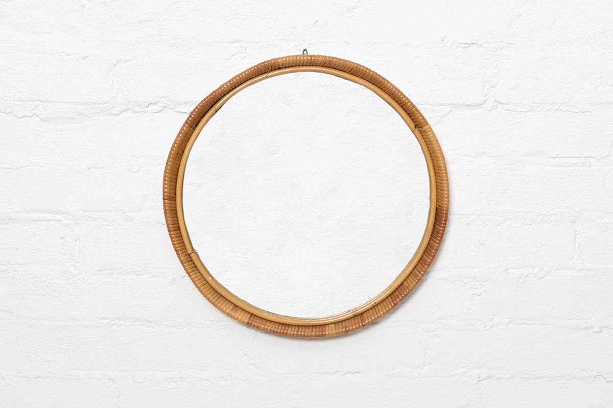 Round Rattan Mirror