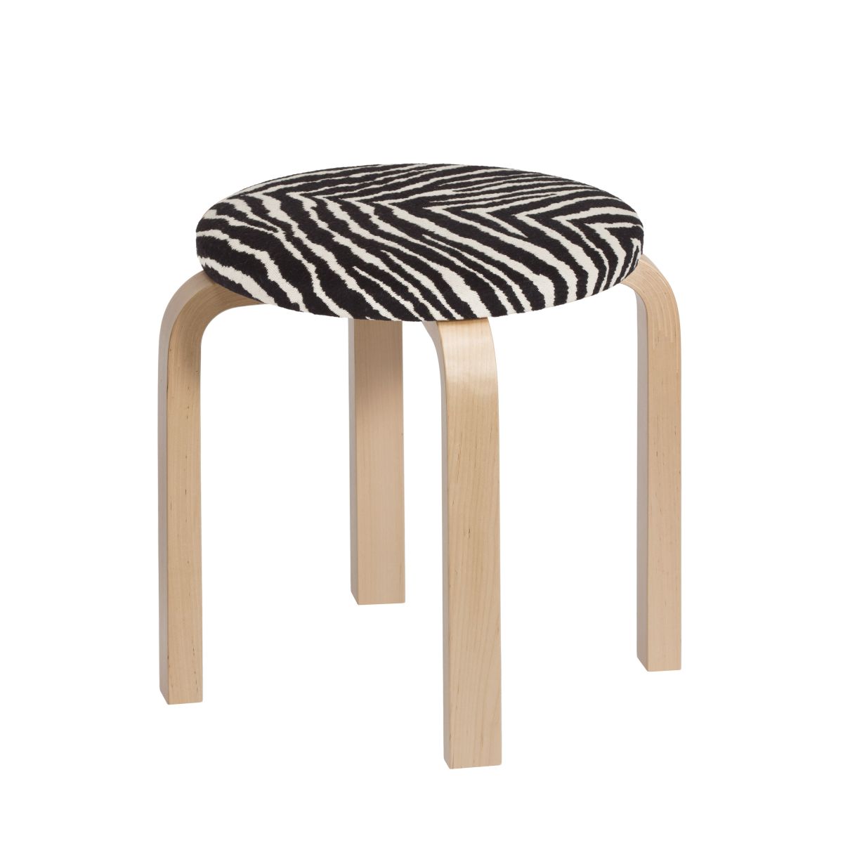 Childrens Stool Ne60 Legs Birch Seat Fabric Upholstery Zebra 2463528