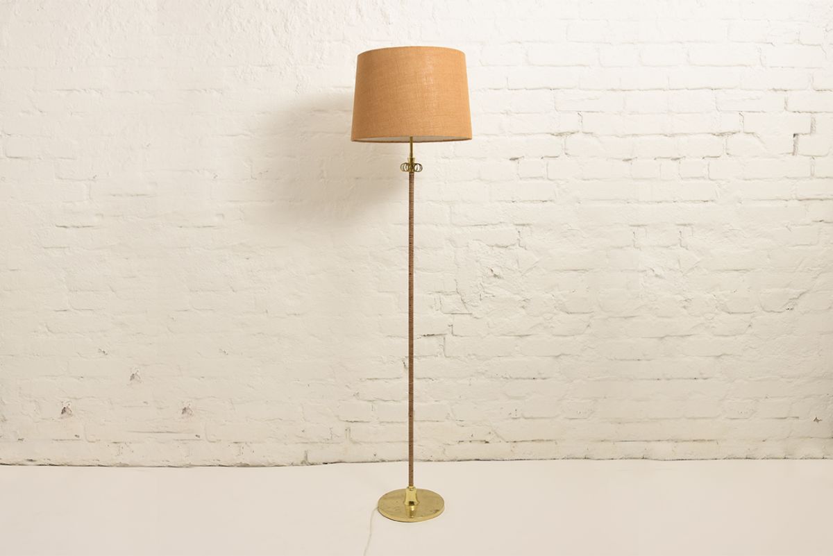Itsu-Oy-Brass-Rattan-Floor-Lamp