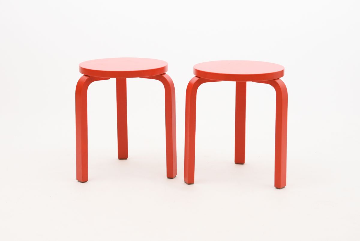 Artek aalto stool 60 50s ビニールレザー レッド Stool 60 - Artek