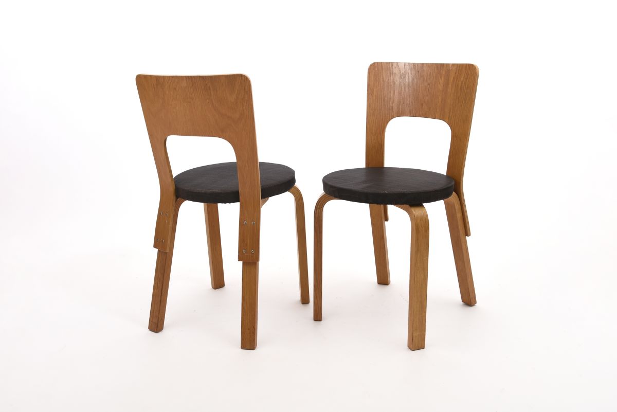 Aalto Alvar Chair 66 oak fabric 1940 50s