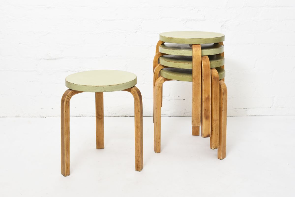 Aalto Alvar Stool 60 pastel green paint