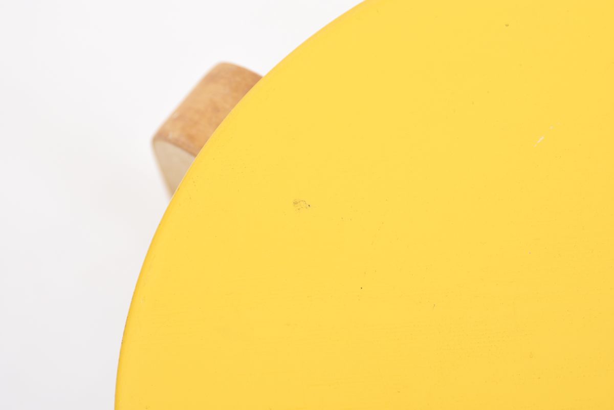 Aalto Alvar Stool 60 Yellow white paint 1960s 01